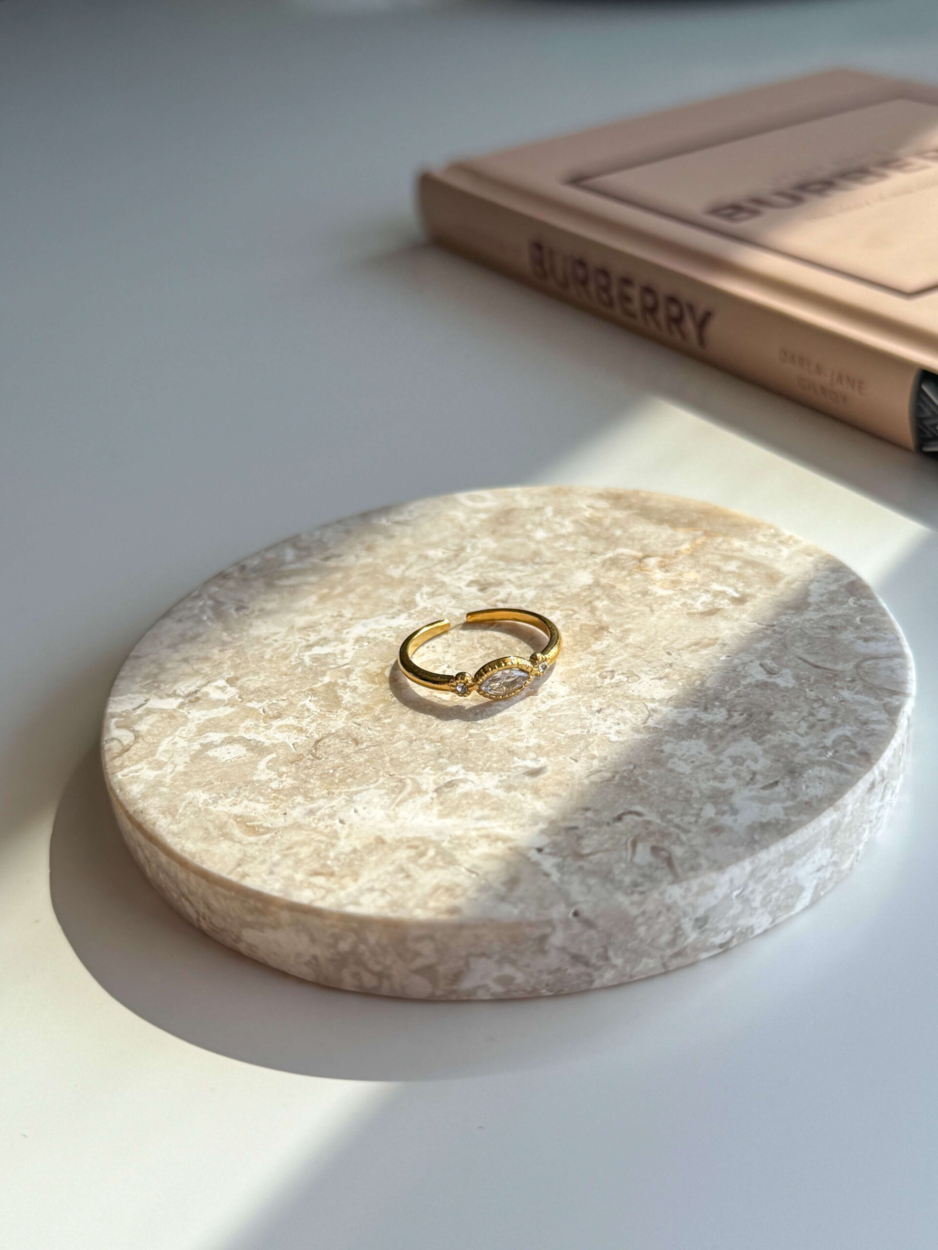 ατσάλινο χρυσό δαχτυλίδι με ζιργκόν