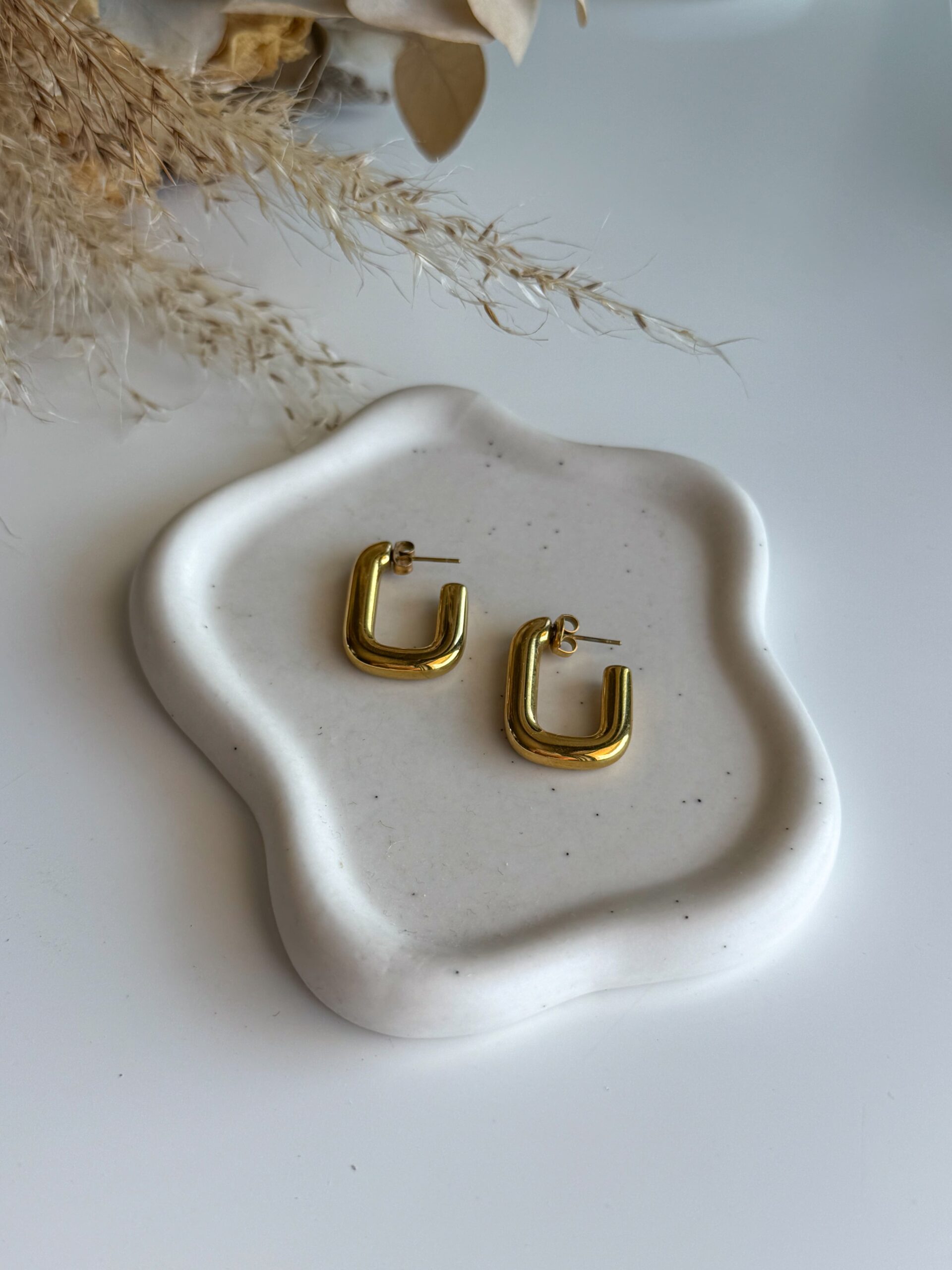 Χρυσά σκουλαρίκια ορθογώνιοι κρίκοι