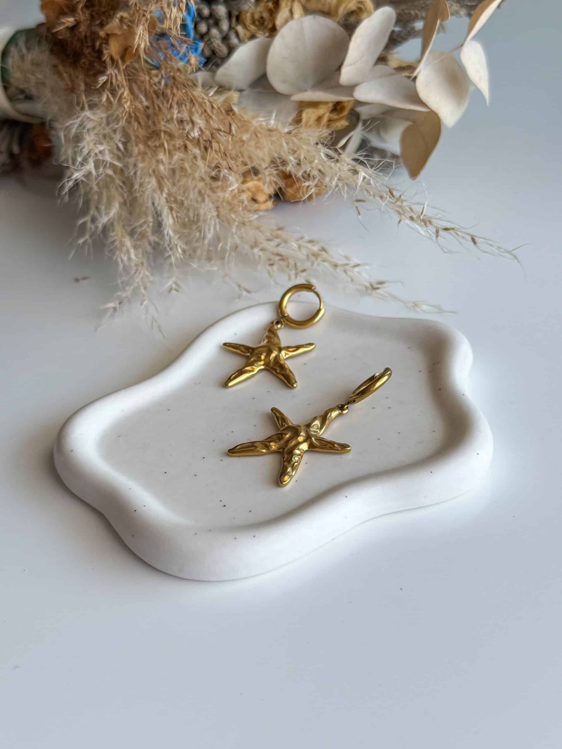 Χρυσά Κρεμαστά Σκουλαρίκια Αστερίας
