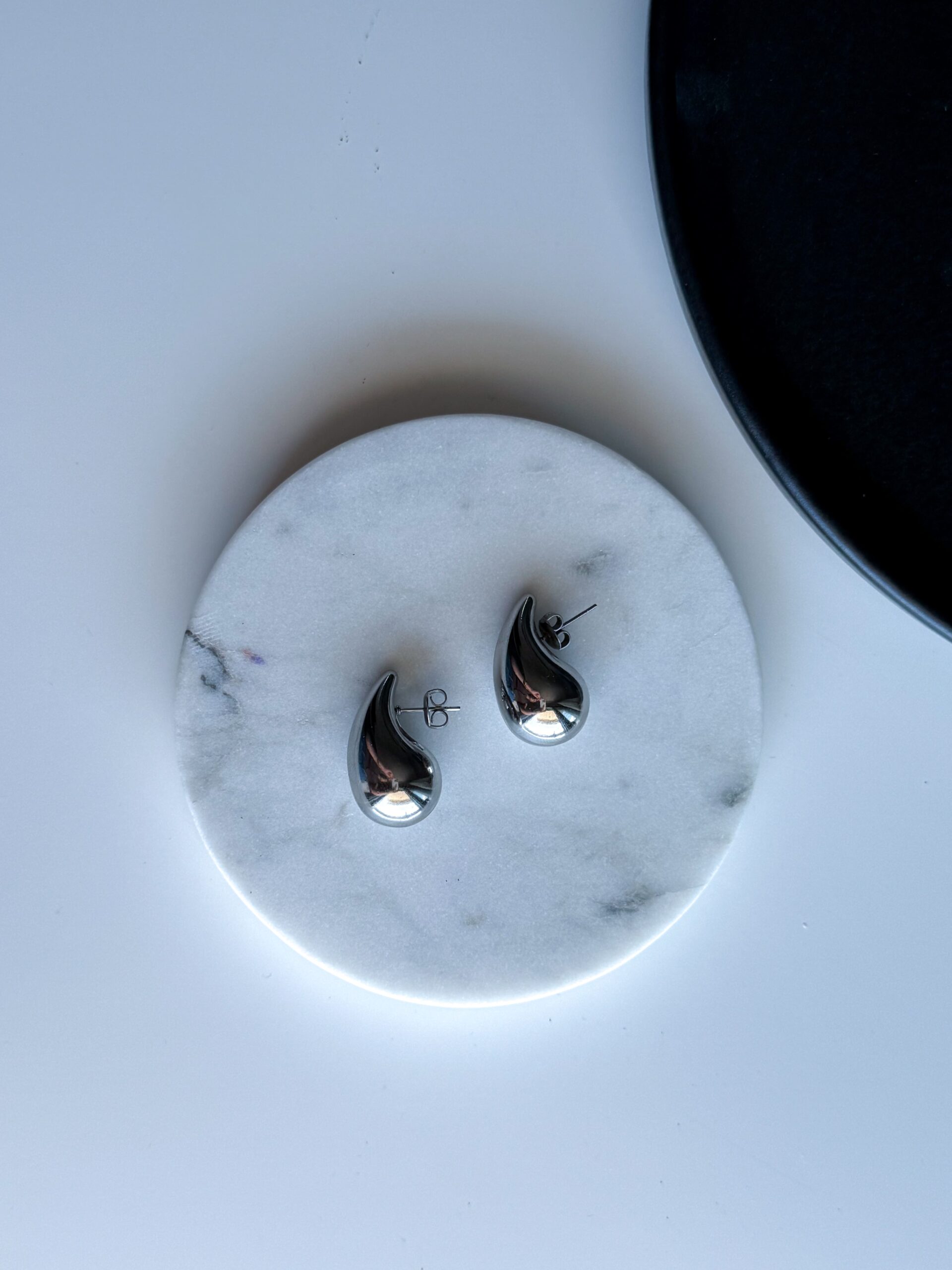 Ασημί σκουλαρίκια σταγόνες μεγάλου μεγέθους