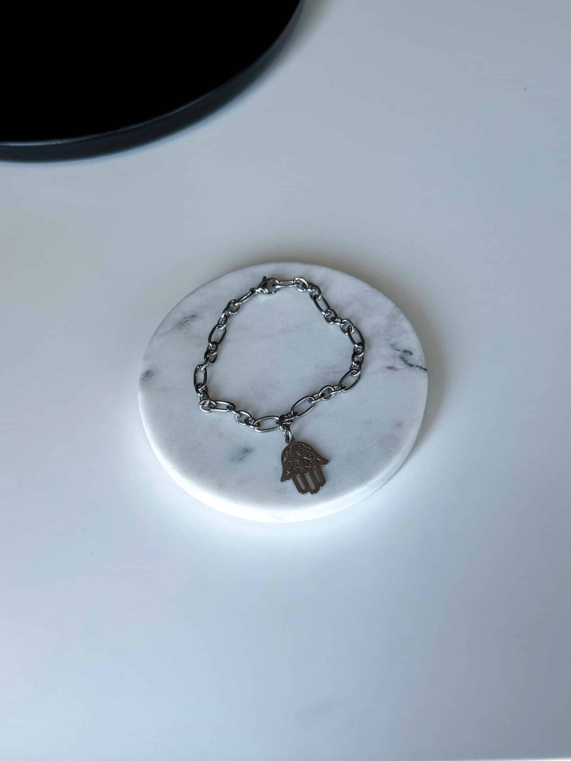 ασημί γυναικείο βραχιόλι με το χέρι της Φατιμά vp jewels