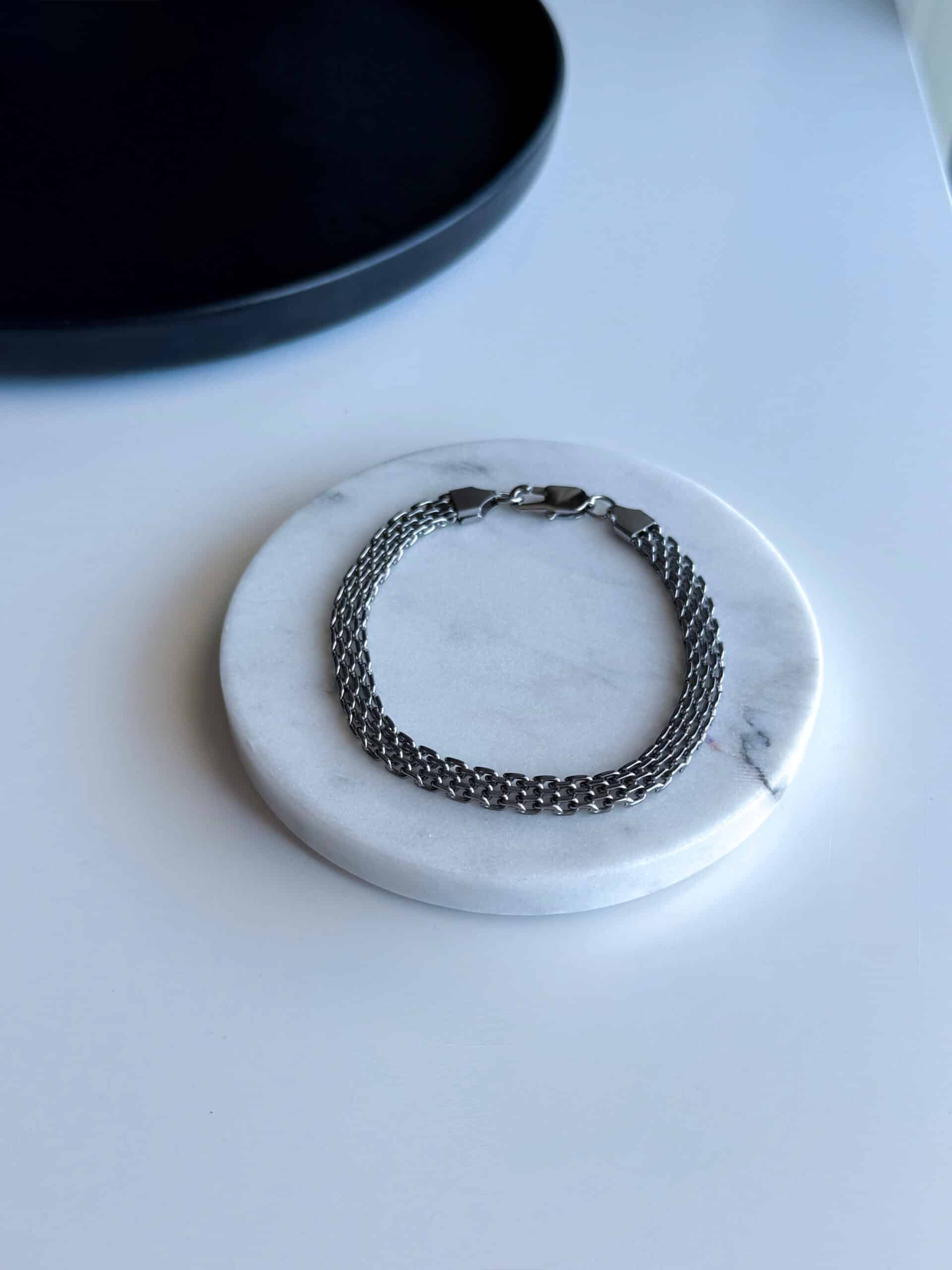 Ανδρικό Ατσάλινο Βραχιόλι Πλακέ Μεταλλικό