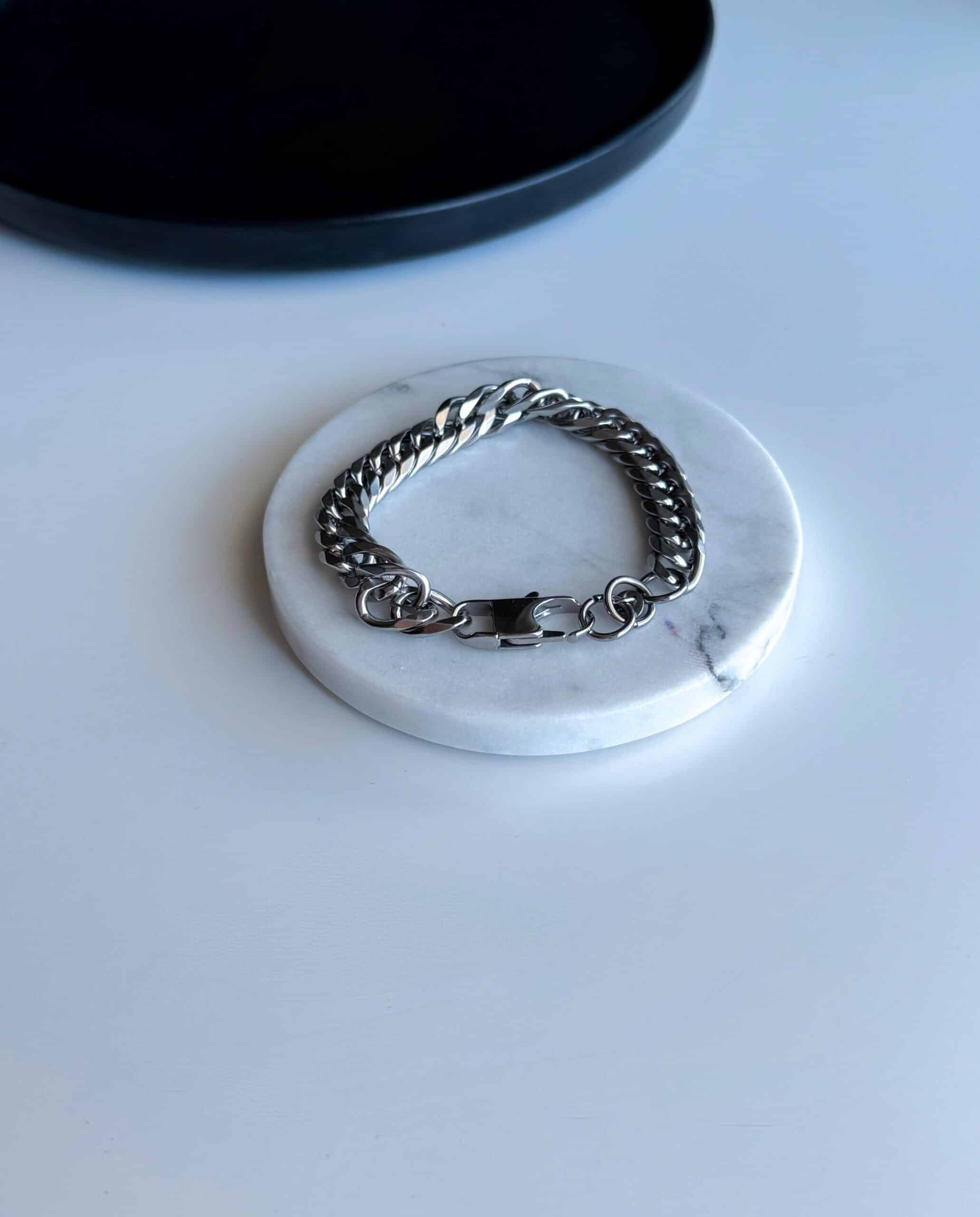 Ανδρική Ασημί Φαρδιά Αλυσίδα Χεριού vp