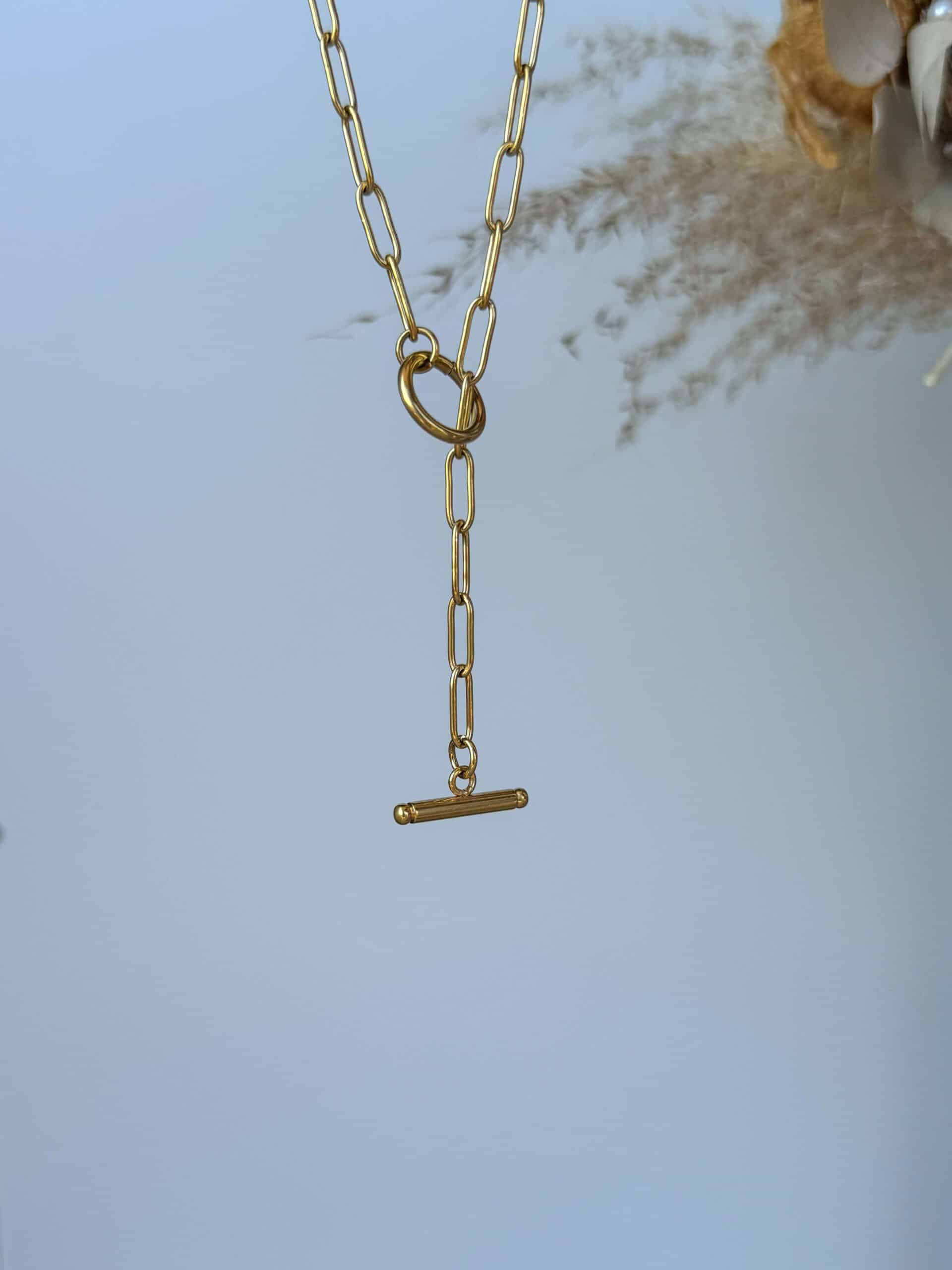 Γυναικείο Χρυσό Κολιέ Αλυσίδα με Κούμπωμα Μπροστά