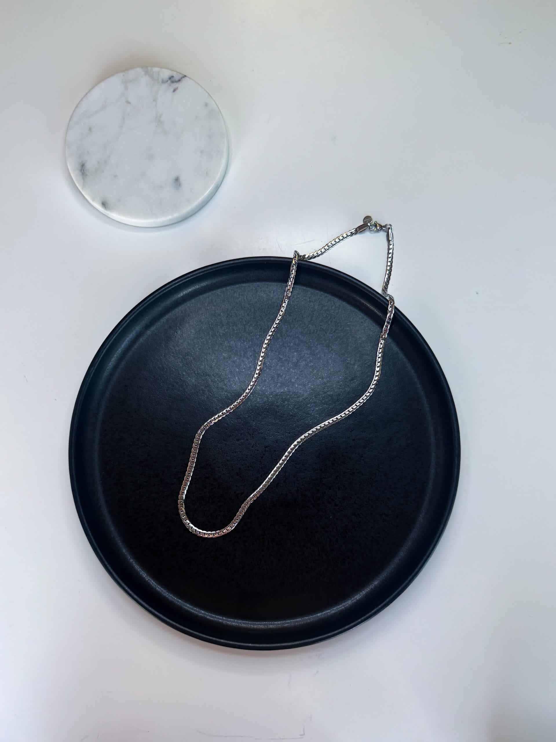 Ατσάλινο Ασημί Κολιέ Καδένα