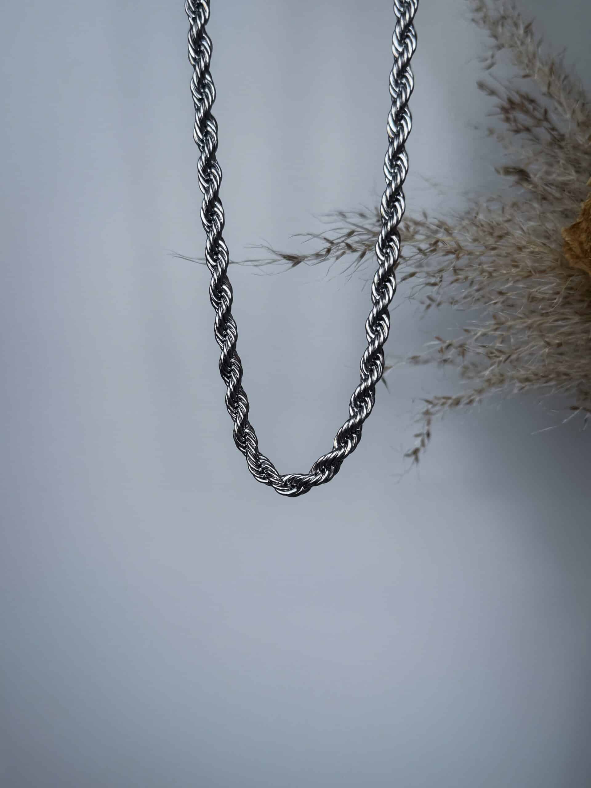 ανδρικό ασημί κολιέ με στριφτή αλυσίδα vp jewels